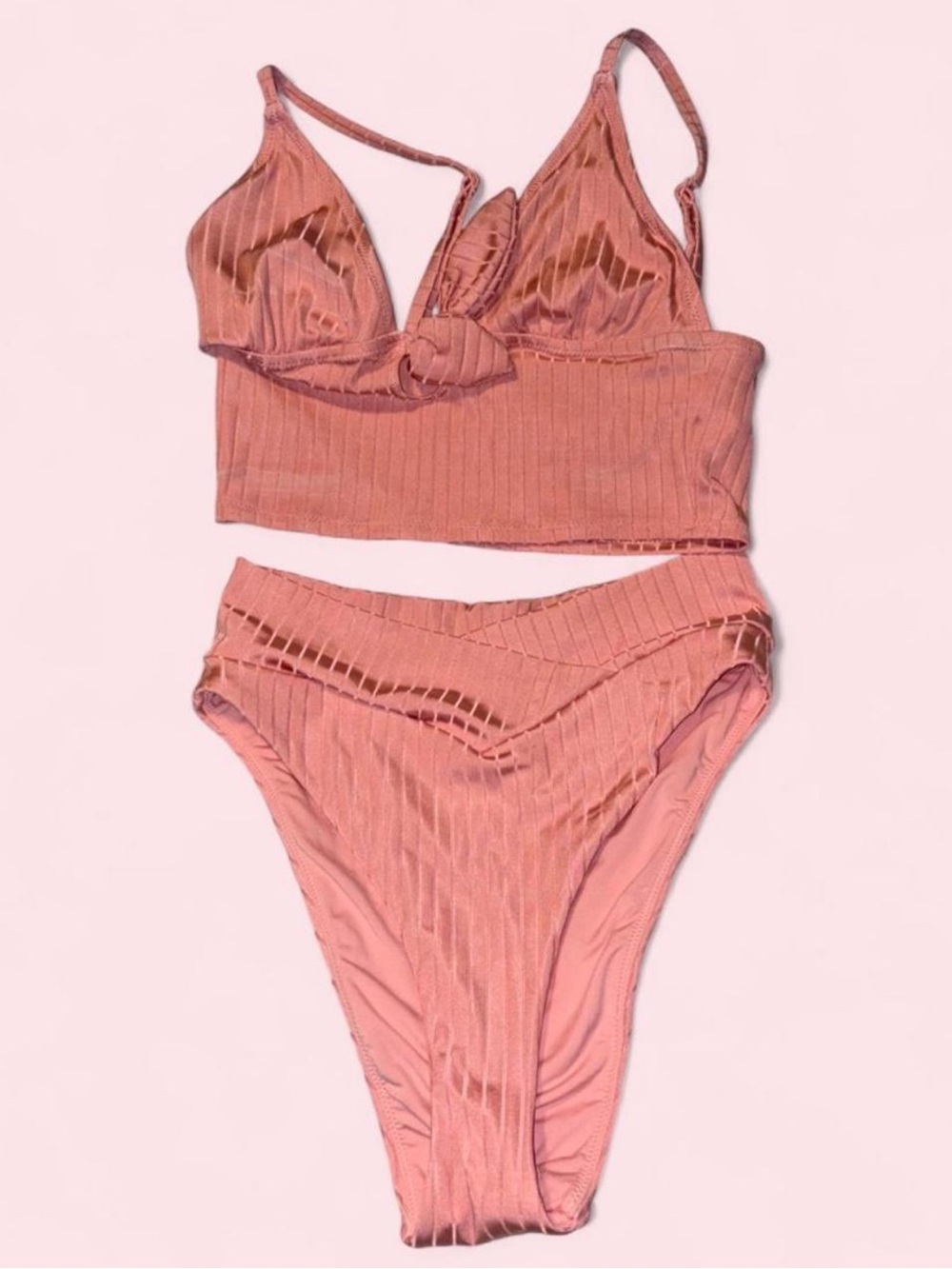 Aerie Pink Ribbed Bikini Set